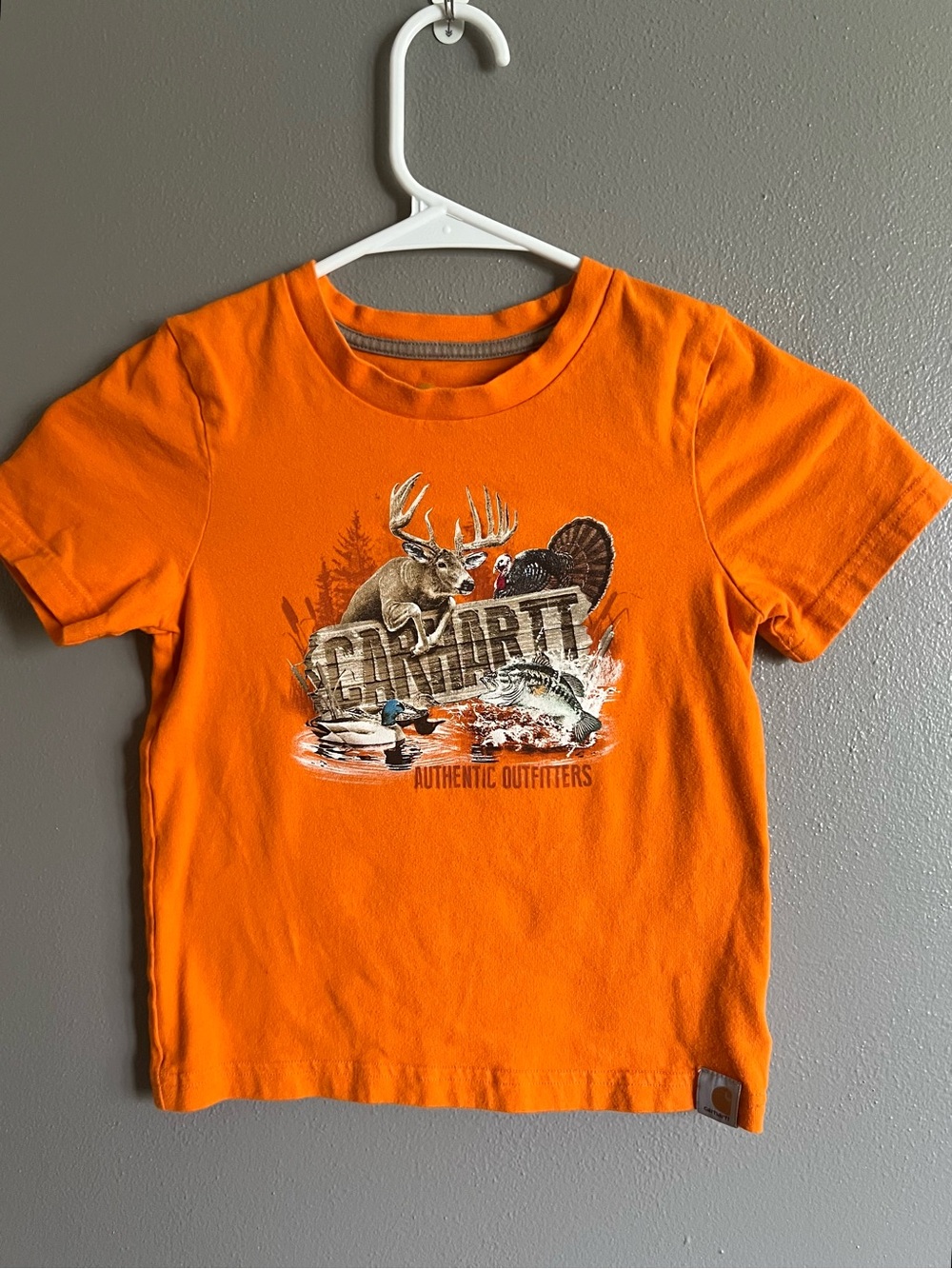 Carhartt Orange Kids' wildlife animals Outdoor Graphic Short Sleeve Tee size 4T